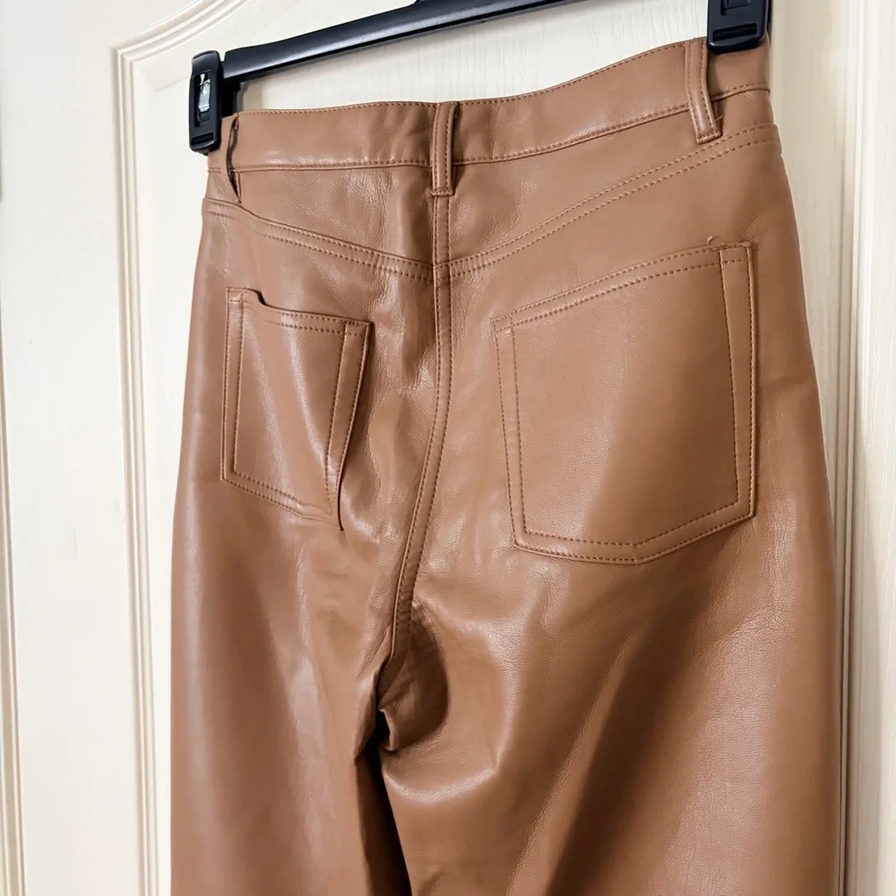 Wilfred Aritzia Melina Low Rise Brown Vegan leather Pants, 4 - Picture 7 of 13